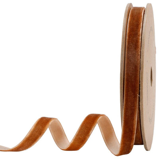 3/8" Velvet Ribbon | 10 Yard Roll: Cognac - Bria Blair Creative