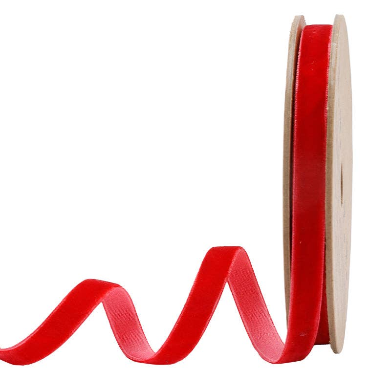 3/8" Velvet Ribbon | 10 Yard Roll: Scarlet - Bria Blair Creative