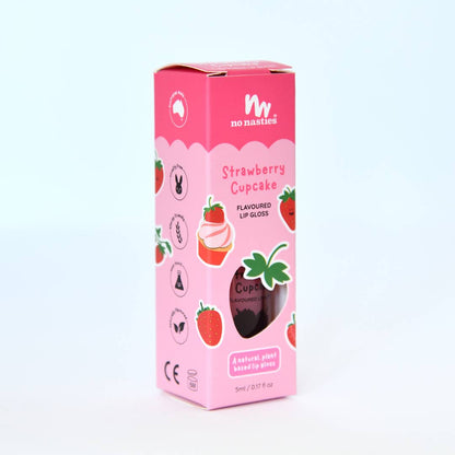 Natural Kids Lip Gloss Wands - Multiple Flavours available: Strawberry Cupcake - Pink
