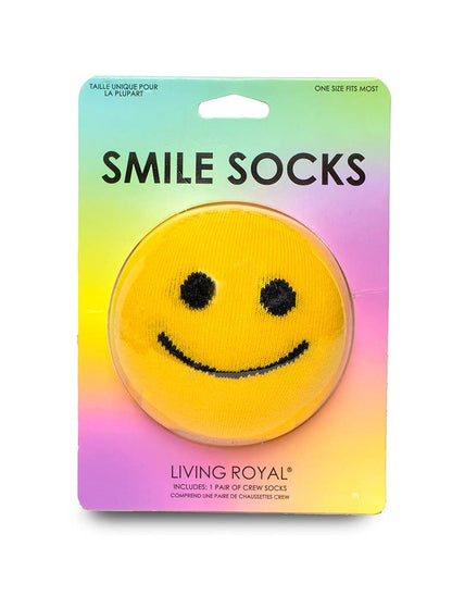3D Packaged Crew Socks - Happy Face - "Be Happy" - Yellow - Bria Blair Creative