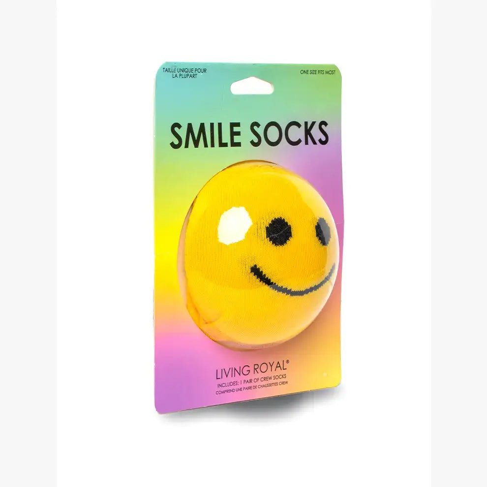 3D Packaged Crew Socks - Happy Face - "Be Happy" - Yellow - Bria Blair Creative