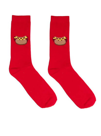 3D Packaged Crew Socks - Hot Dog w/ Mustard - Red - Bria Blair Creative