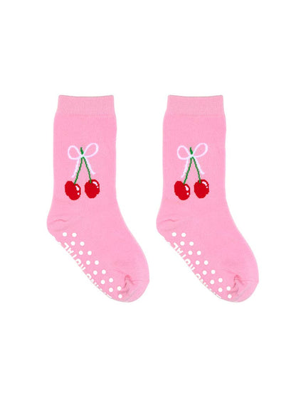 3D Packaged Crew Socks - Kids - Cherries Tied w/ Bow - Pink - Bria Blair Creative