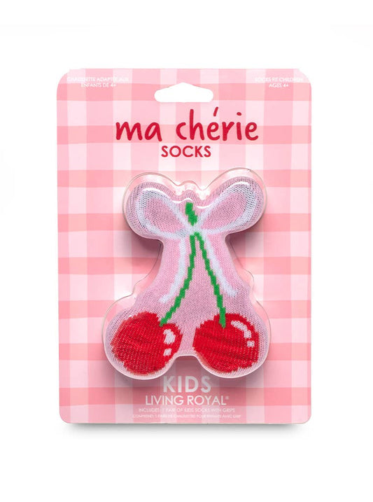 3D Packaged Crew Socks - Kids - Cherries Tied w/ Bow - Pink - Bria Blair Creative