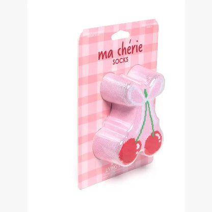3D Packaged Crew Socks - Kids - Cherries Tied w/ Bow - Pink - Bria Blair Creative