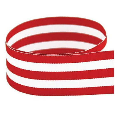 White Striped Grosgrain Ribbon Spool | Red