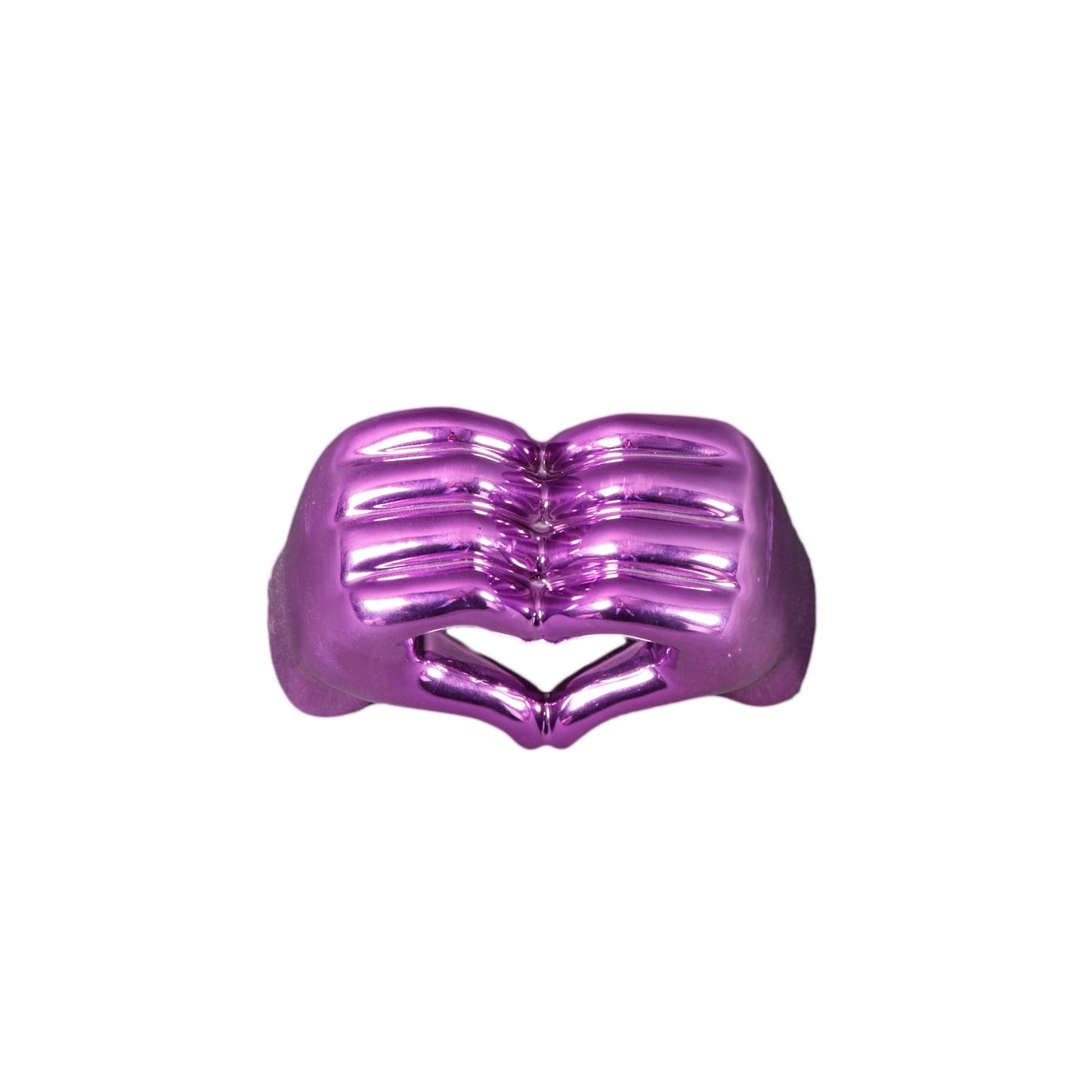 Metallic Heart Hands Figurine: Metallic Pink