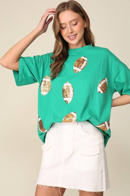 Game Day Dazzling Football T-shirt: WHITE / 2-2-2 (S-M-L)