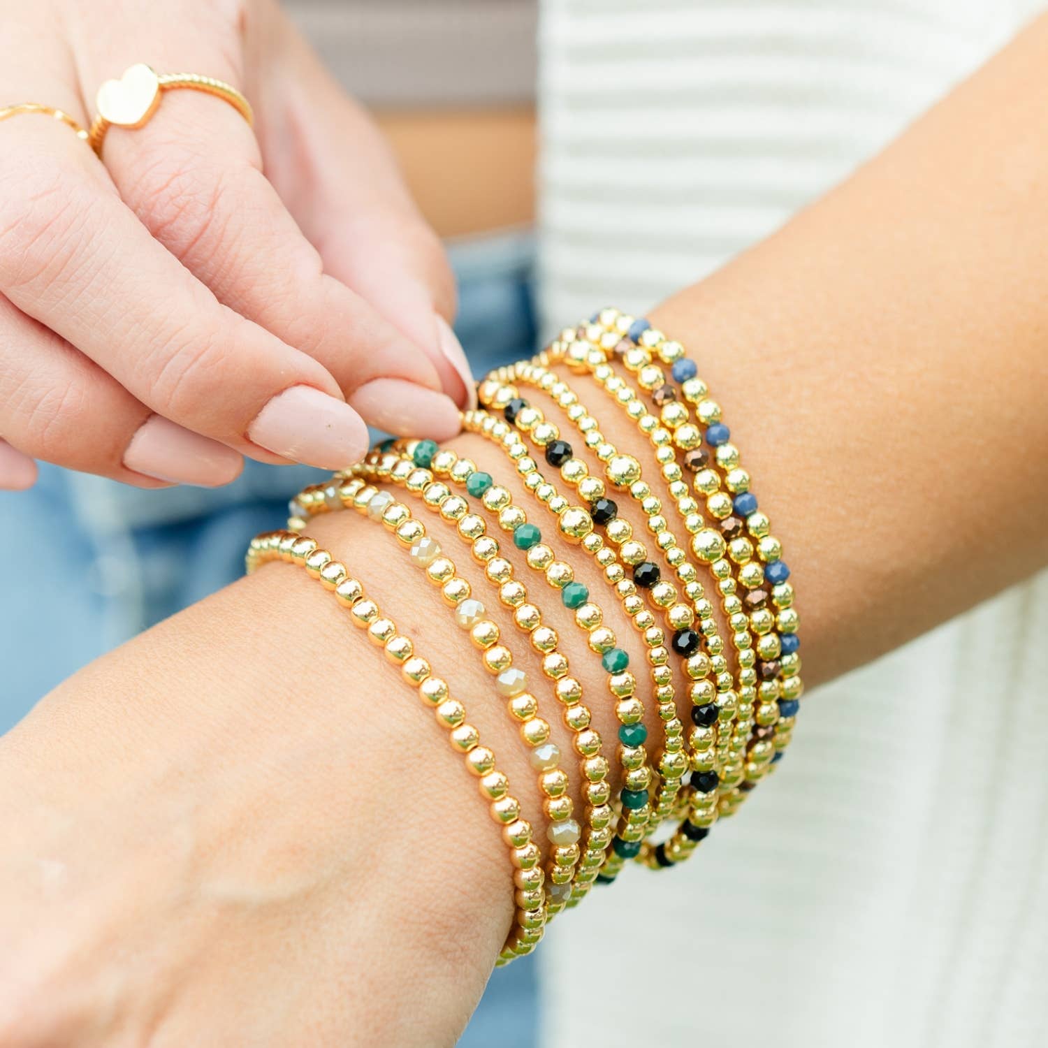 3mm Bead With 5mm Accent Stretch Bracelet - Bria Blair Creative