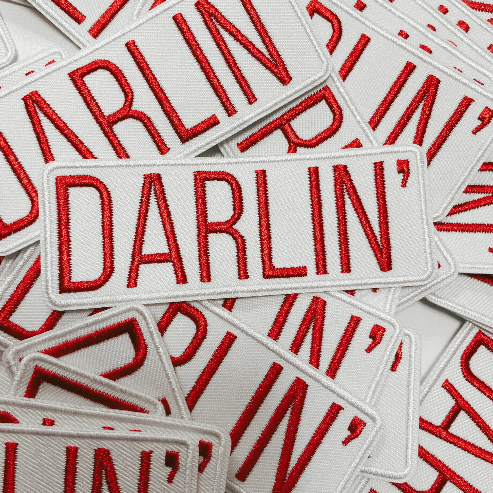 4" Darlin' in Red - Embroidered Hat Patch: QTY 1 - Bria Blair Creative