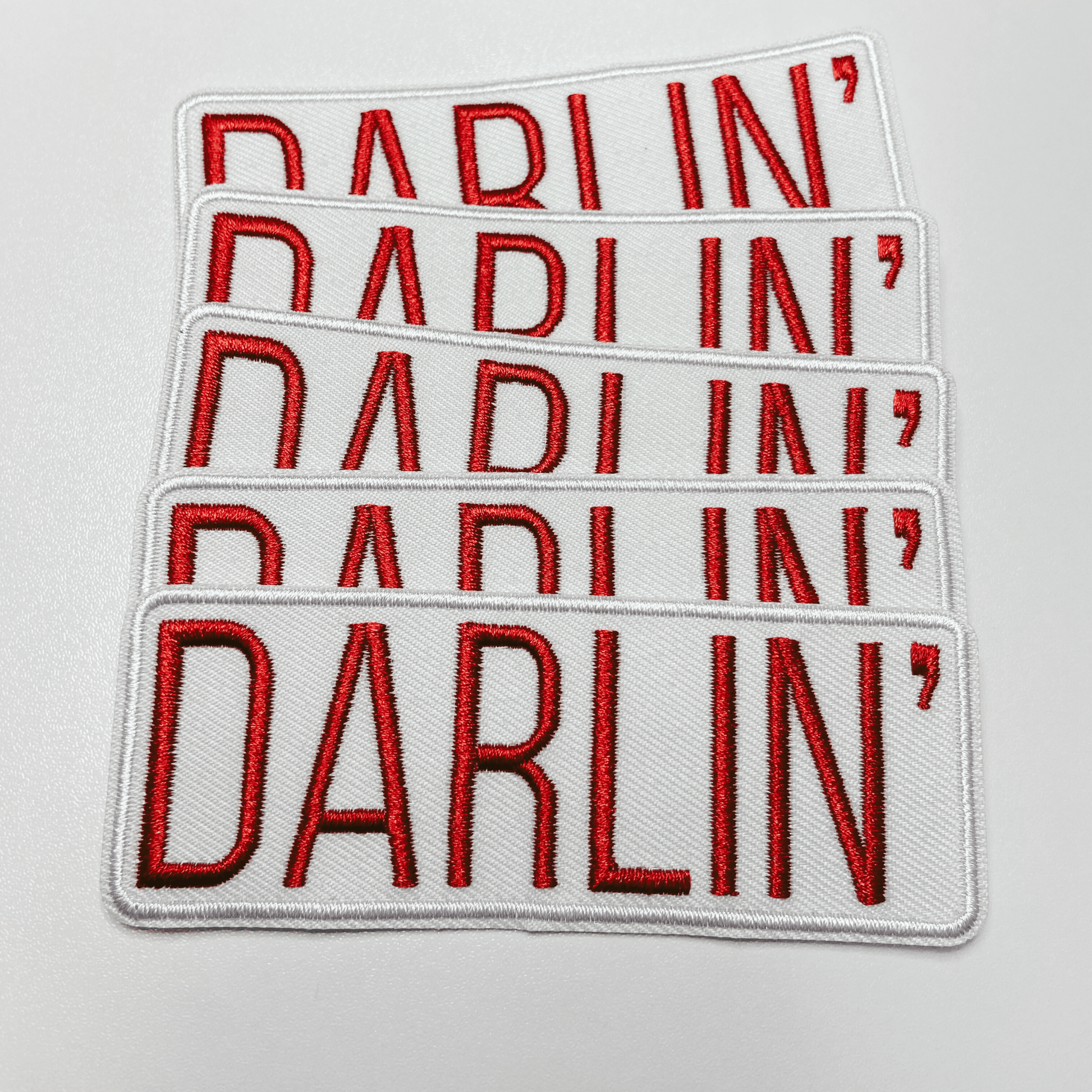 4" Darlin' in Red - Embroidered Hat Patch: QTY 1 - Bria Blair Creative