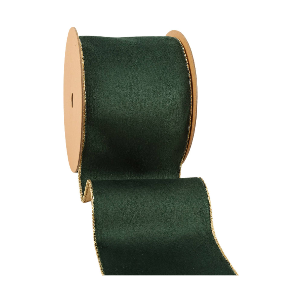 4" Reversible Classic Velvet Wired Ribbon | Green/Gold | 10 Yard Roll - Bria Blair Creative