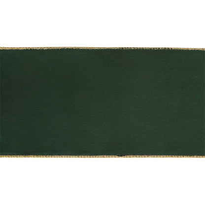 4" Reversible Classic Velvet Wired Ribbon | Green/Gold | 10 Yard Roll - Bria Blair Creative