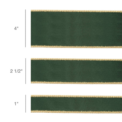 4" Reversible Classic Velvet Wired Ribbon | Green/Gold | 10 Yard Roll - Bria Blair Creative
