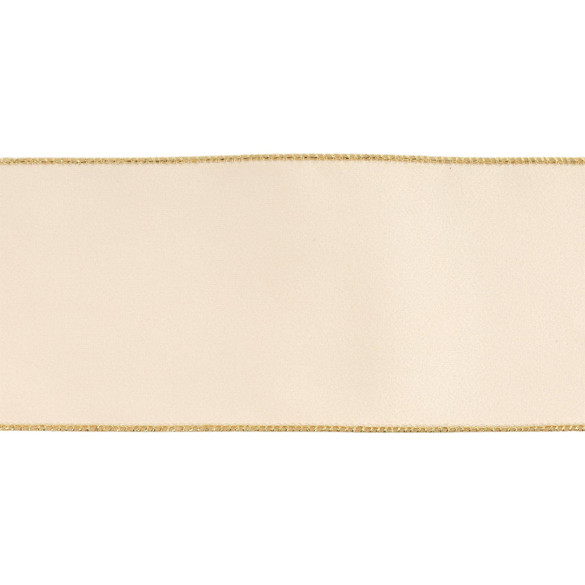4" Reversible Classic Velvet Wired Ribbon | Ivory/Gold | 10 Yard Roll - Bria Blair Creative