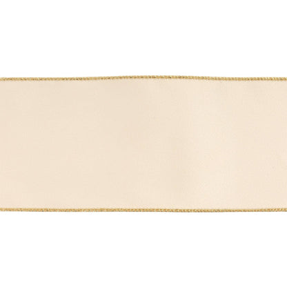 4" Reversible Classic Velvet Wired Ribbon | Ivory/Gold | 10 Yard Roll - Bria Blair Creative