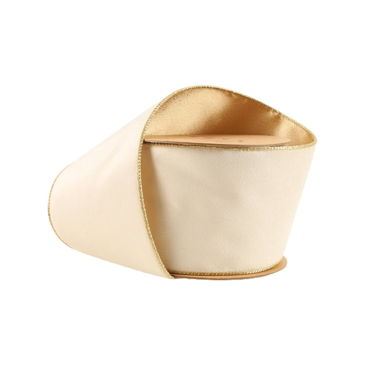 4" Reversible Classic Velvet Wired Ribbon | Ivory/Gold | 10 Yard Roll - Bria Blair Creative