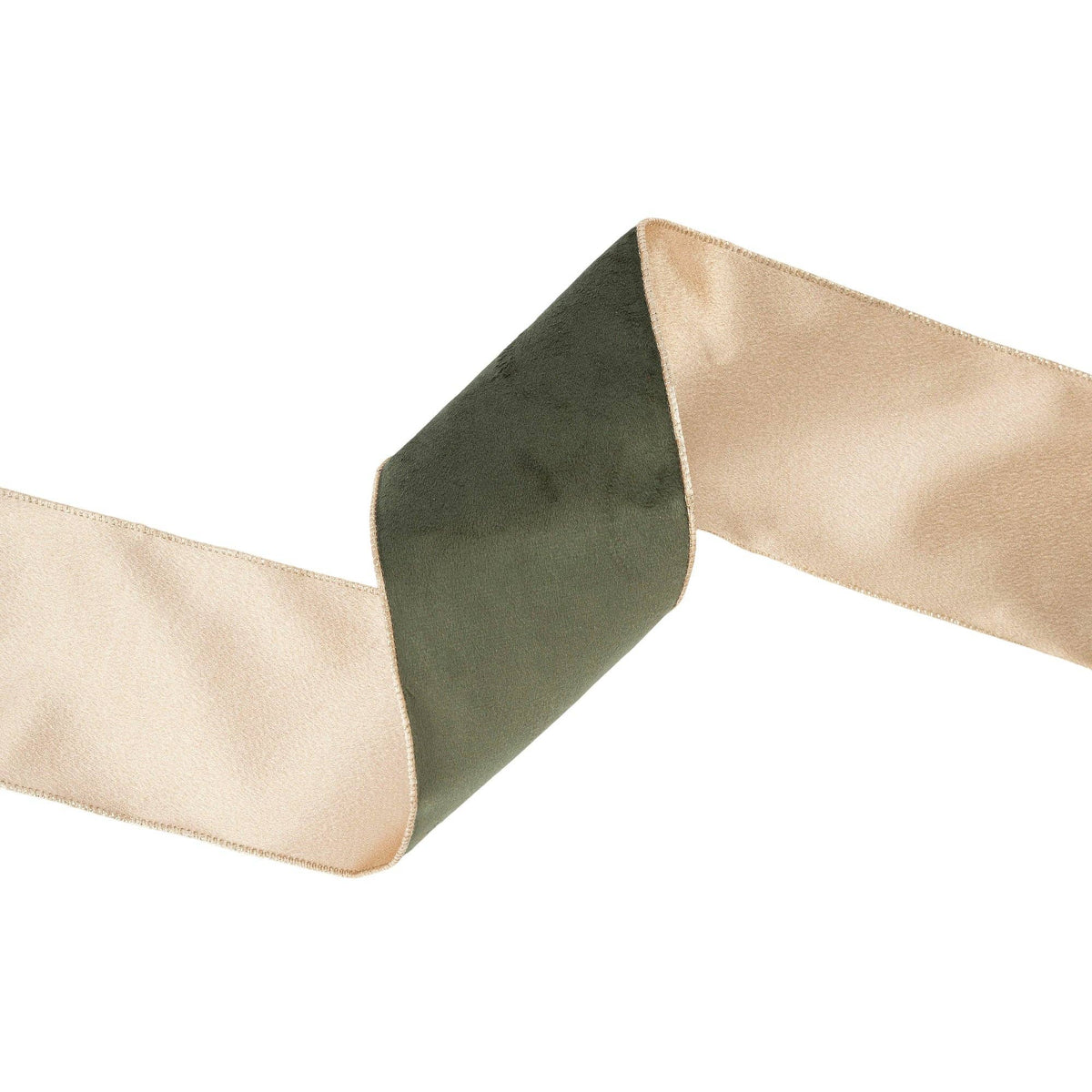 4" Reversible Classic Velvet Wired Ribbon | Moss/Gold | 10 Yard Roll - Bria Blair Creative