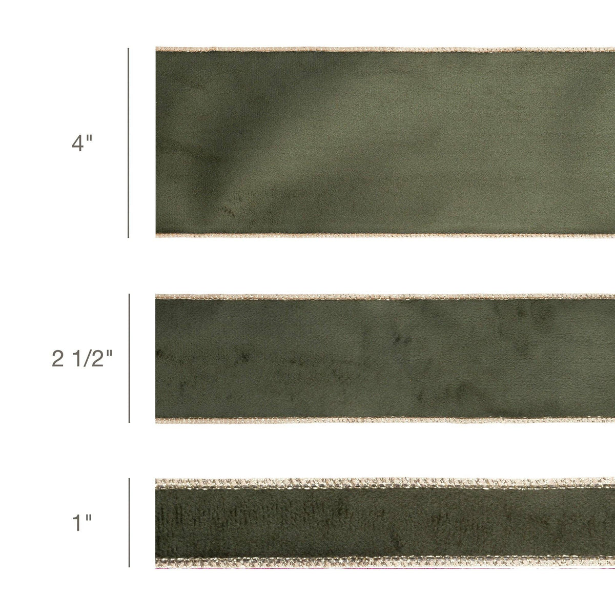 4" Reversible Classic Velvet Wired Ribbon | Moss/Gold | 10 Yard Roll - Bria Blair Creative