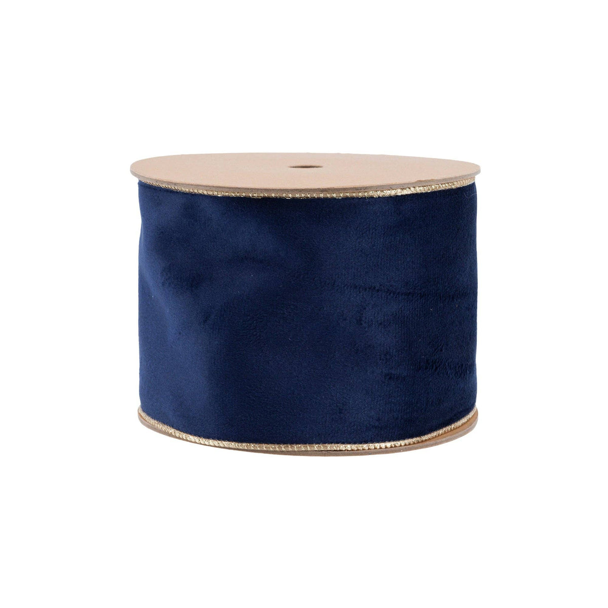 4" Reversible Classic Velvet Wired Ribbon | Navy/Gold | 10 Yard Roll - Bria Blair Creative
