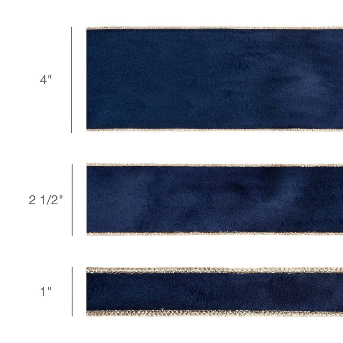 4" Reversible Classic Velvet Wired Ribbon | Navy/Gold | 10 Yard Roll - Bria Blair Creative
