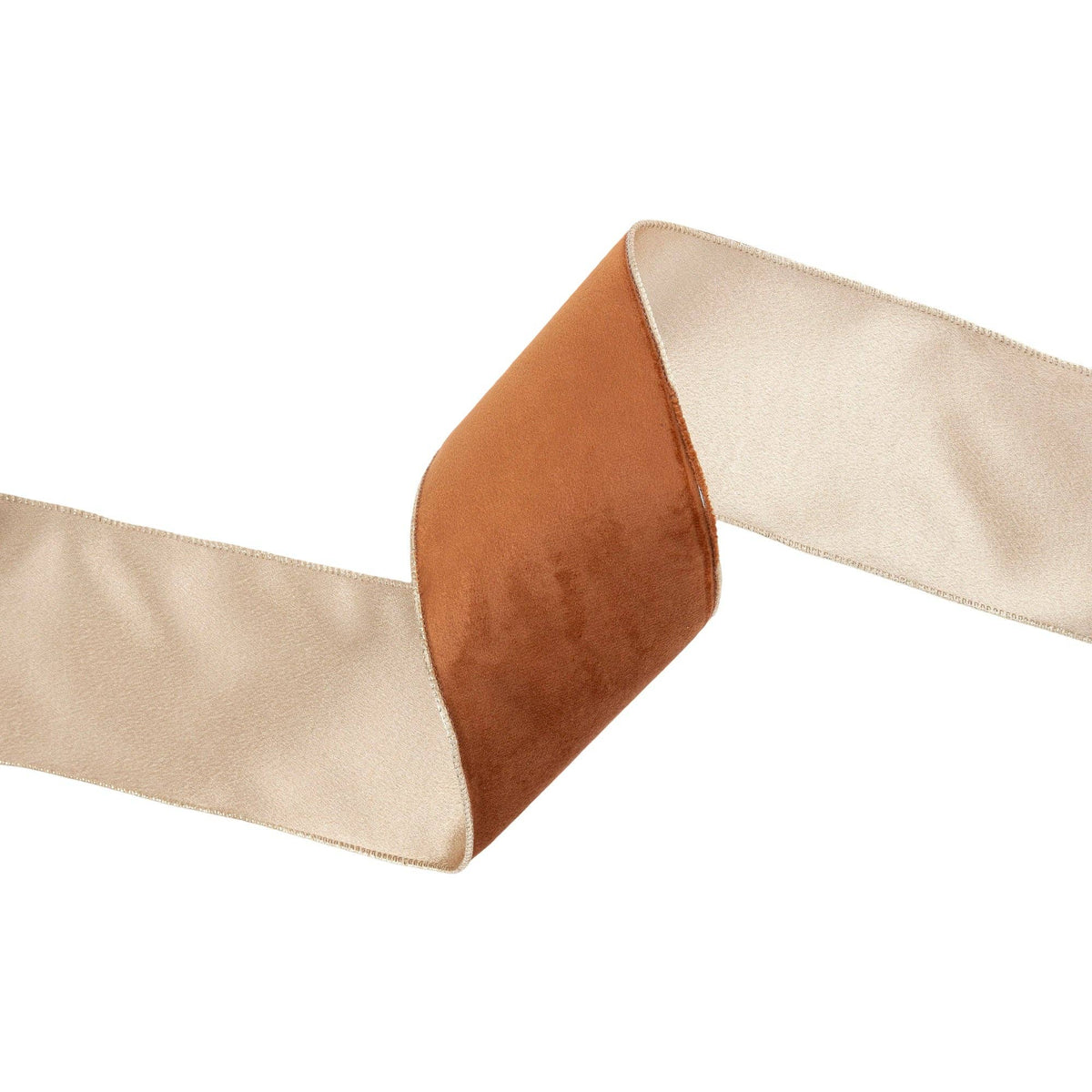 4" Reversible Classic Velvet Wired Ribbon | Rust/Gold | 10 Yard Roll - Bria Blair Creative