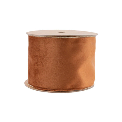 4" Reversible Classic Velvet Wired Ribbon | Rust/Gold | 10 Yard Roll - Bria Blair Creative