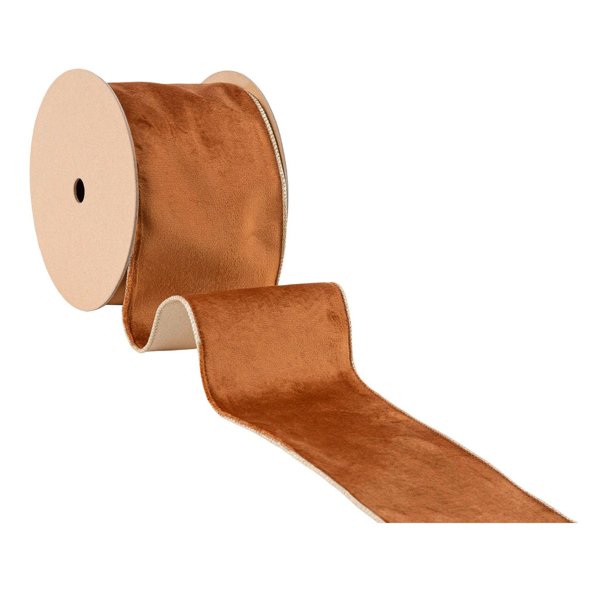 4" Reversible Classic Velvet Wired Ribbon | Rust/Gold | 10 Yard Roll - Bria Blair Creative