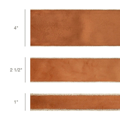 4" Reversible Classic Velvet Wired Ribbon | Rust/Gold | 10 Yard Roll - Bria Blair Creative