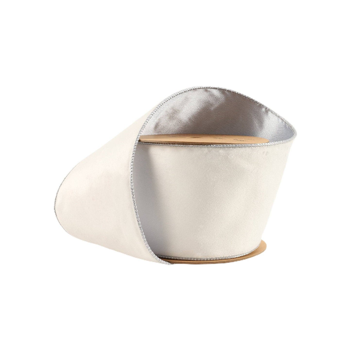 4" Reversible Classic Velvet Wired Ribbon | White/Silver | 10 Yard Roll - Bria Blair Creative