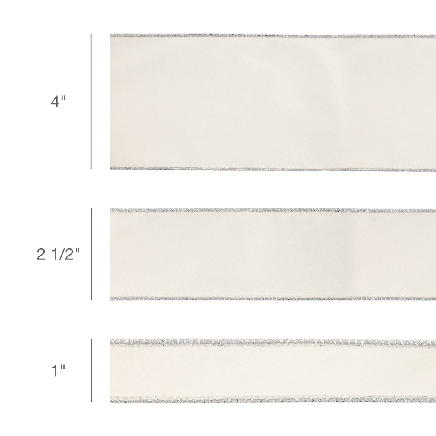 4" Reversible Classic Velvet Wired Ribbon | White/Silver | 10 Yard Roll - Bria Blair Creative
