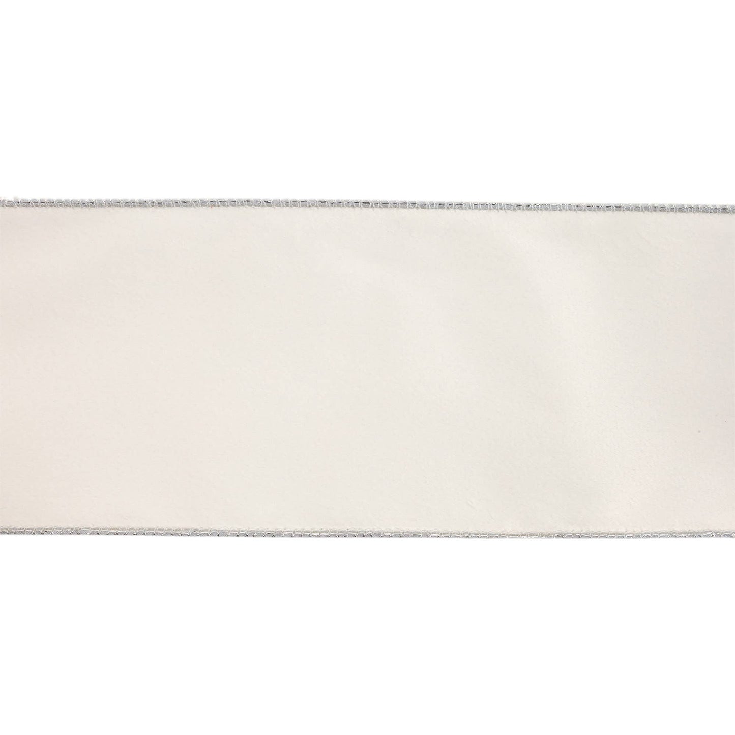 4" Reversible Classic Velvet Wired Ribbon | White/Silver | 10 Yard Roll - Bria Blair Creative