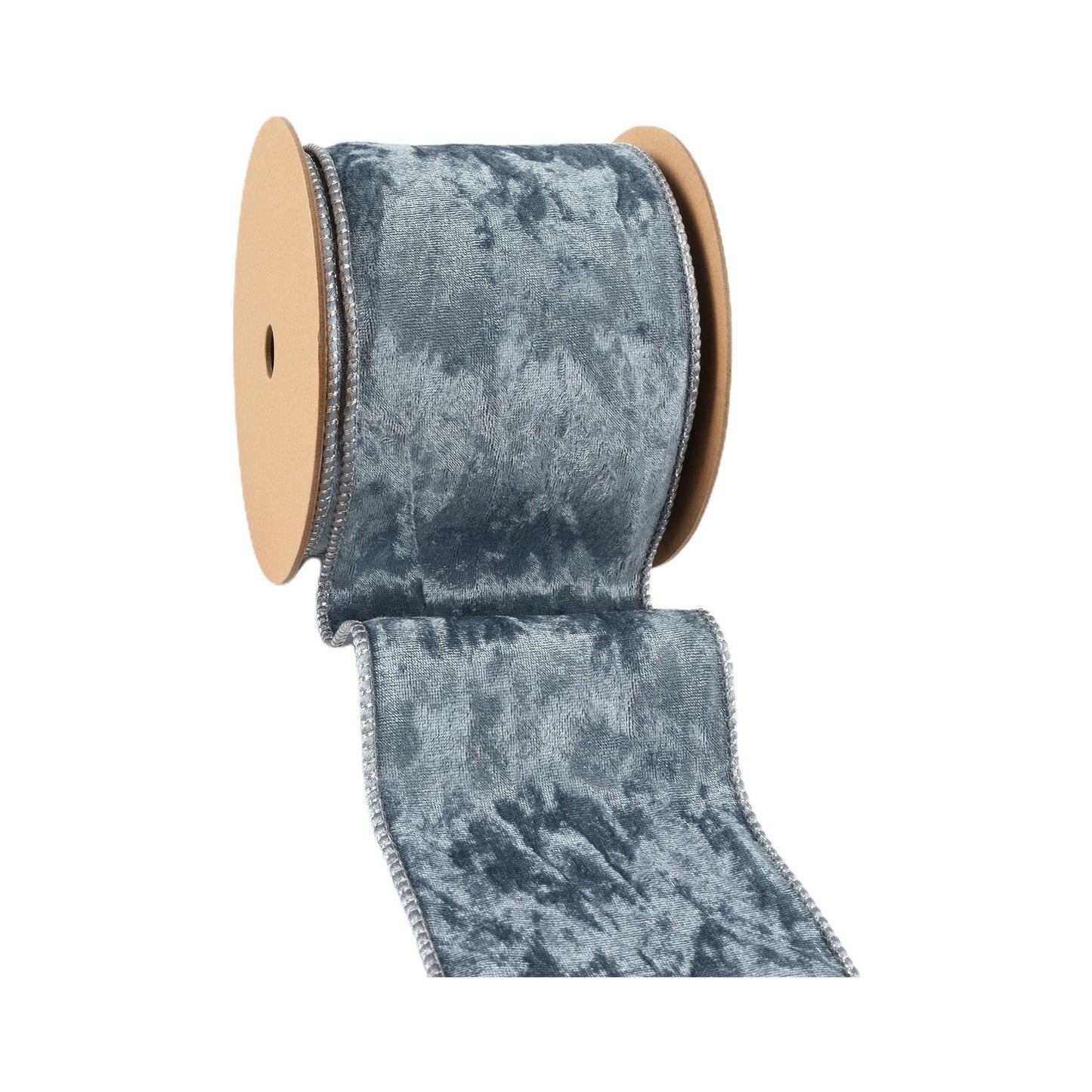 4" Reversible Frosted Velvet Wired Ribbon | Blue/Blue | 10 Yard Roll - Bria Blair Creative