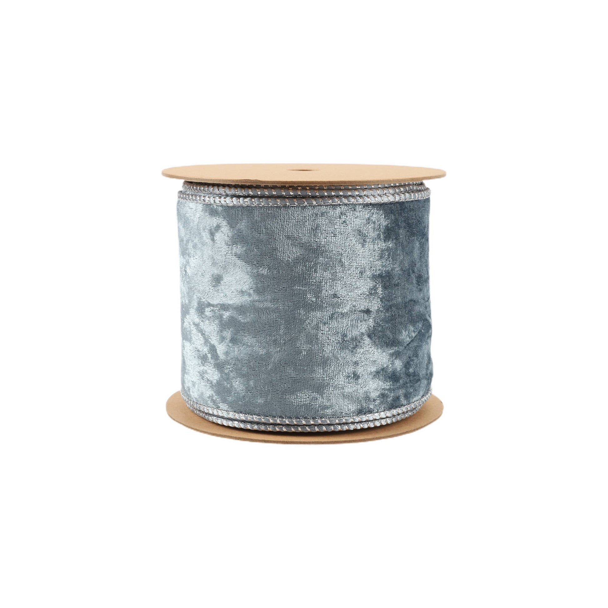 4" Reversible Frosted Velvet Wired Ribbon | Blue/Blue | 10 Yard Roll - Bria Blair Creative