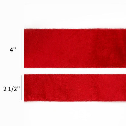 4" Reversible Velvet/Lurex Wired Ribbon | Red/Gold | 10 Yard Roll - Bria Blair Creative