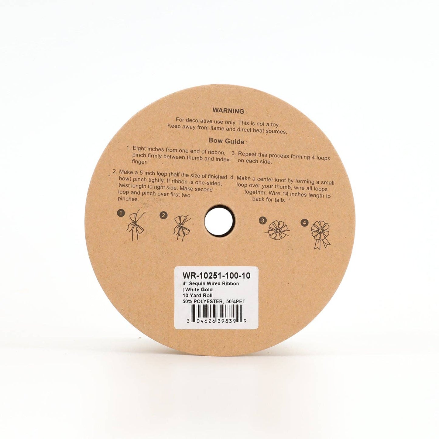 4" Sequin Wired Ribbon | White Gold | 10 Yard Roll - Bria Blair Creative