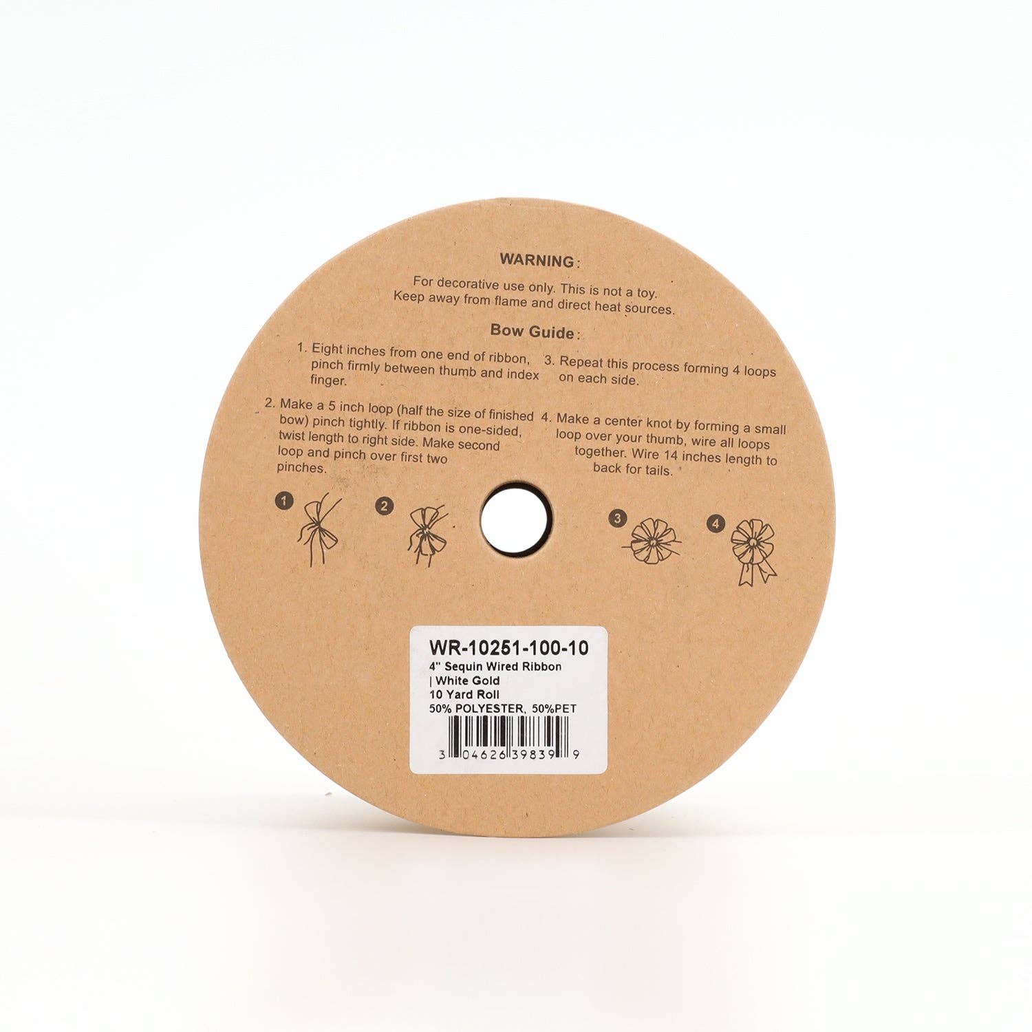 4" Sequin Wired Ribbon | White Gold | 10 Yard Roll - Bria Blair Creative