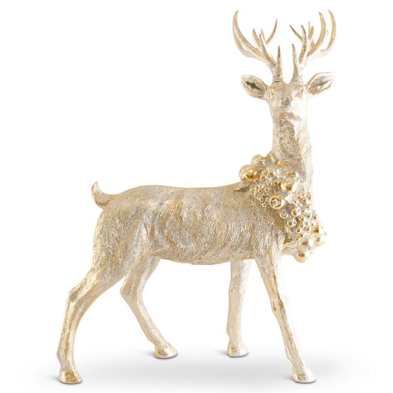 40 Inch Standing Antique Gold Resin Deer - Bria Blair Creative