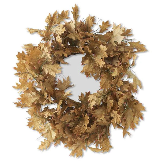 24" Oak Brown and Tan Leaf Wreath