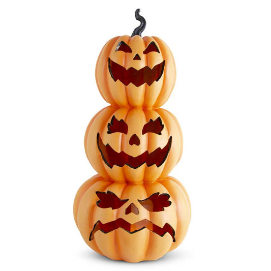 30 - inch Orange Resin Led Flicker Flame 3 Stack Jack O Lanterns