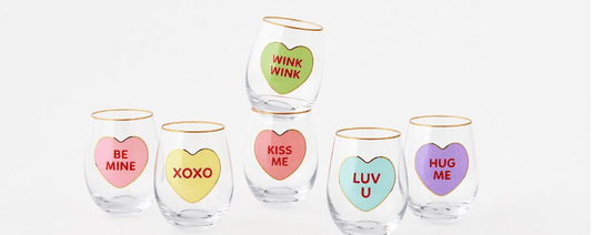 4.5" Conversational Hearts Wine Tumbler - 6 Assorted Styles - Bria Blair Creative