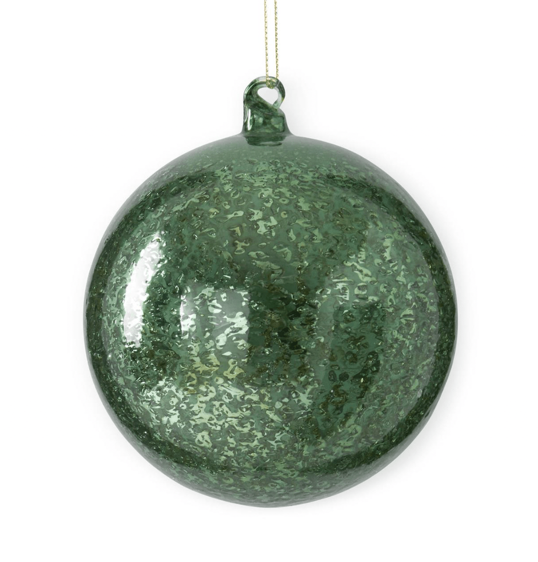 4.5 Inch Dark Green Crackled Mercury Glass Ornament - Bria Blair Creative