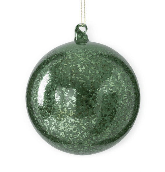 4.5 Inch Dark Green Crackled Mercury Glass Ornament - Bria Blair Creative