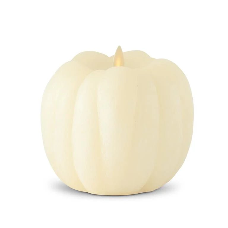 4.5 Inch White Wax Pumpkin Luminara Indoor Candle - Bria Blair Creative