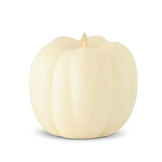 4.5 Inch White Wax Pumpkin Luminara Indoor Candle - Bria Blair Creative
