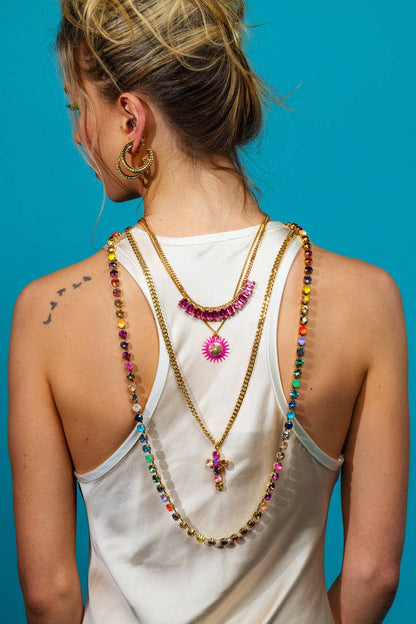 Vanessa Necklace Rainbow Ombre: Black