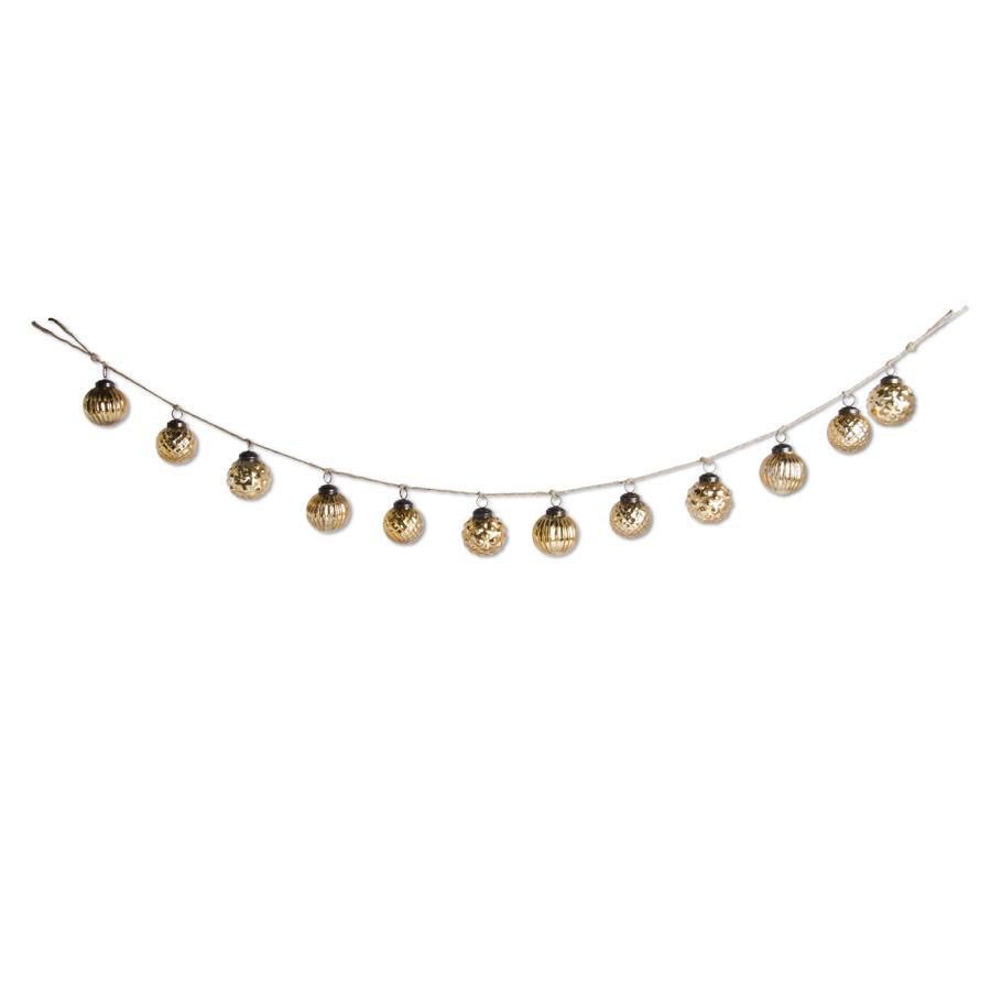 48" Gold Mercury Glass Round Ornament and Twine Garland - Bria Blair Creative