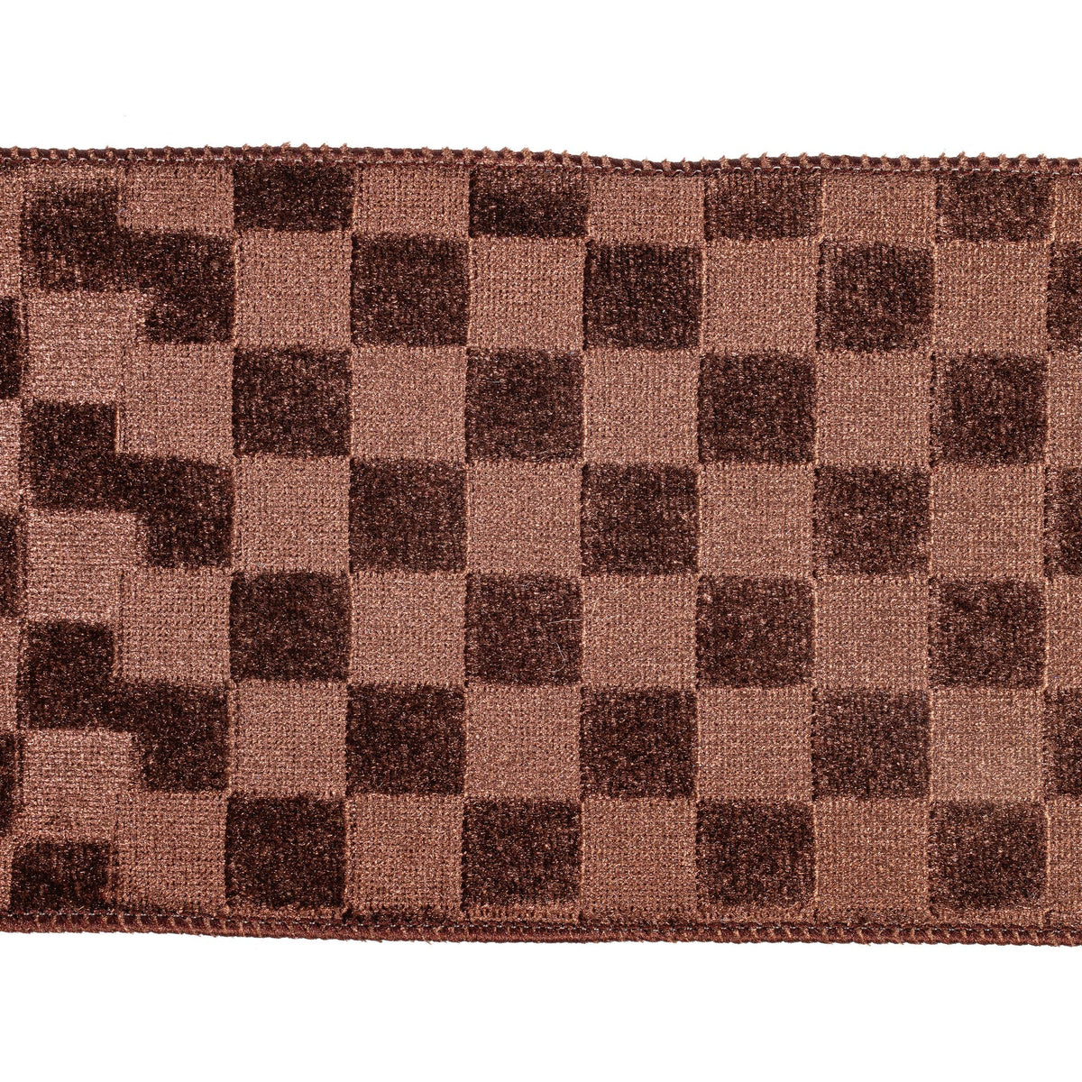 4"x10yd Brown Velvet Checkered Satin: Brown / Polyester 50%, Nylon 50% / 4"x10yd - Bria Blair Creative