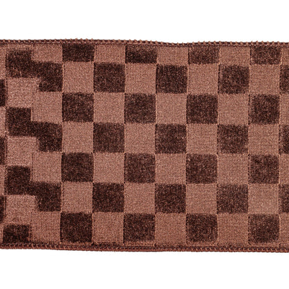 4"x10yd Brown Velvet Checkered Satin: Brown / Polyester 50%, Nylon 50% / 4"x10yd - Bria Blair Creative
