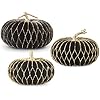 6.5" Black with Gold Trim Honeycomb Pumpkin